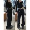 Damen High Waist Loose Workwear Jeans - Herbst 2024 Amerikanischer Hot Girl Style, Schwarz Weites Bein