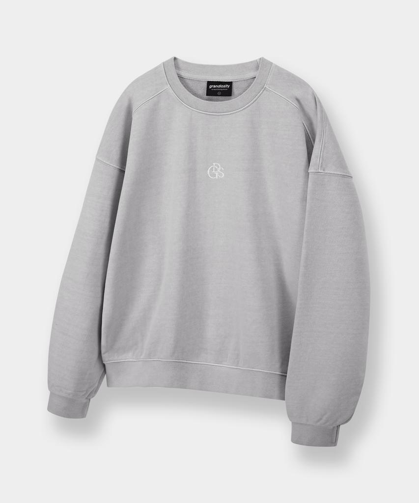 GRANDIOSITY 860G Pigment Cut Sweatshirt (Stone Grey)