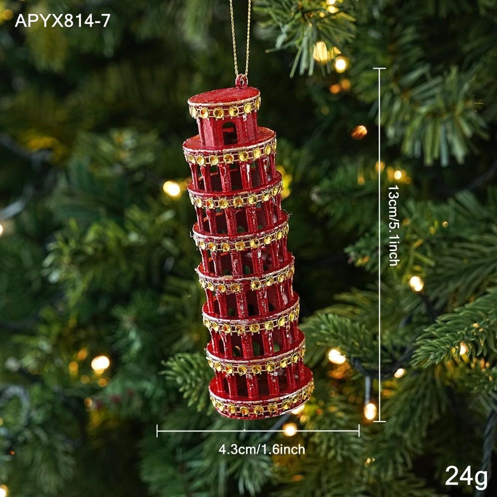 Bright Red Christmas Tree Ornament Plastic Made Glossy Surface Xmas Tree Decoration Hanging Cord Included