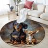 Dogs Round Area Rug,Carpet Rug for Living Room Bedroom Sofa Playroom Decor,Non-slip Floor Mat