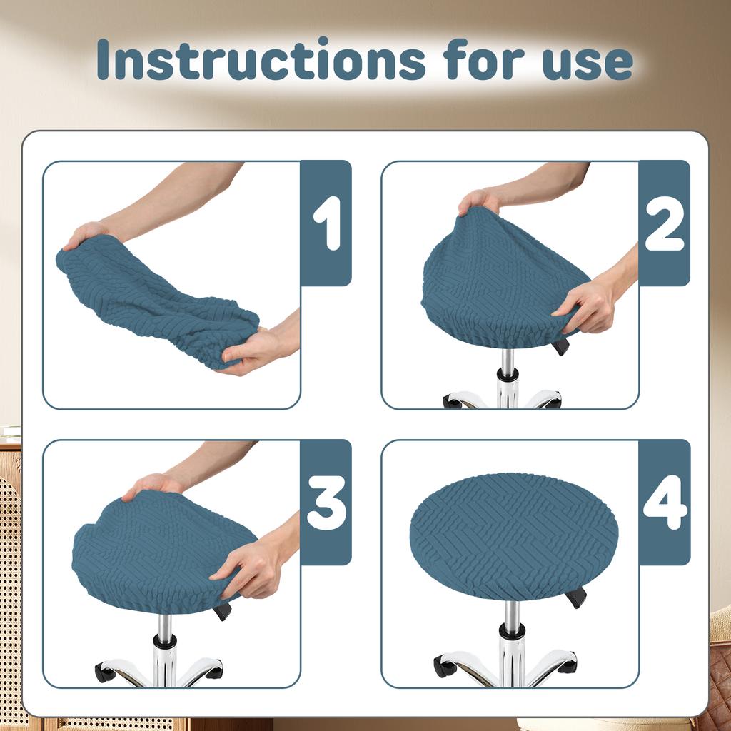 4Pcs Elastic Bar Stool Cover Polyester Round Seat Cover Breathable Single Chair Protective Cover for Home Cafe Office Restaurant