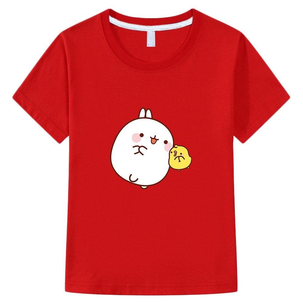 Dětské oblečení Molang a Piupiu Trička Roztomilé tričko s potiskem králíka Letní trička Bavlna Dětská módní oblečení