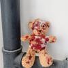 Bloody Damaged Bear Doll with Realistic Wounds PP Cotton Texture for Gothic Themed Event and Spooky Home Displays