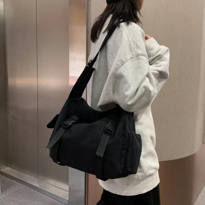 Harajuku Women Messenger Bag Solid Color Canvas Crossbody Bags Student Large Capacity Handbags Shoulder Bag