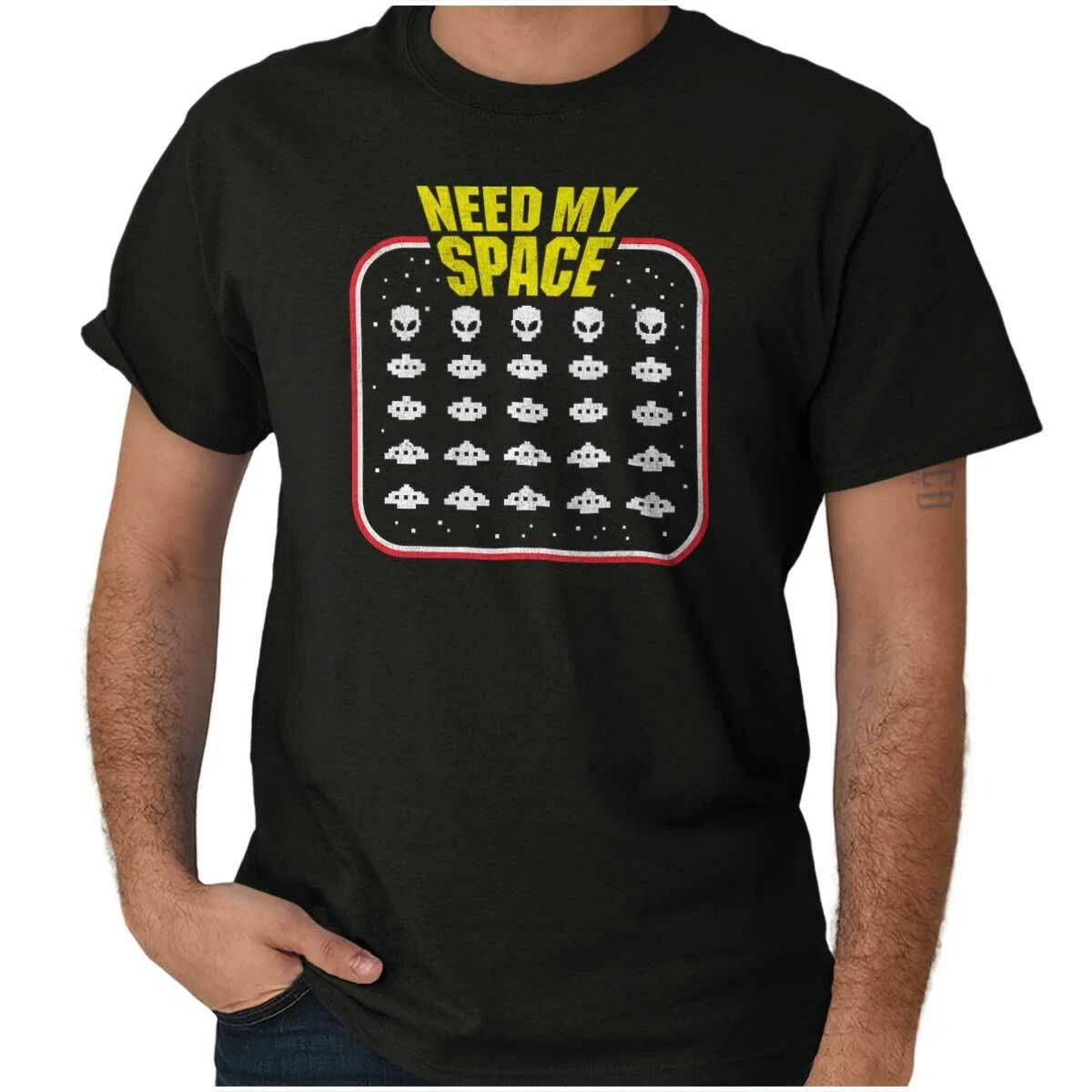 Funny Retro Alien Video Game Need My Space Womens or Mens Crewneck T Shirt Tee XS
