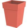 Square Medium-Height Flower Pot - EDA - Tuscany - 40 Cm - 51 L - 39 X 39 X H. 53 Cm - Orange Clay Court