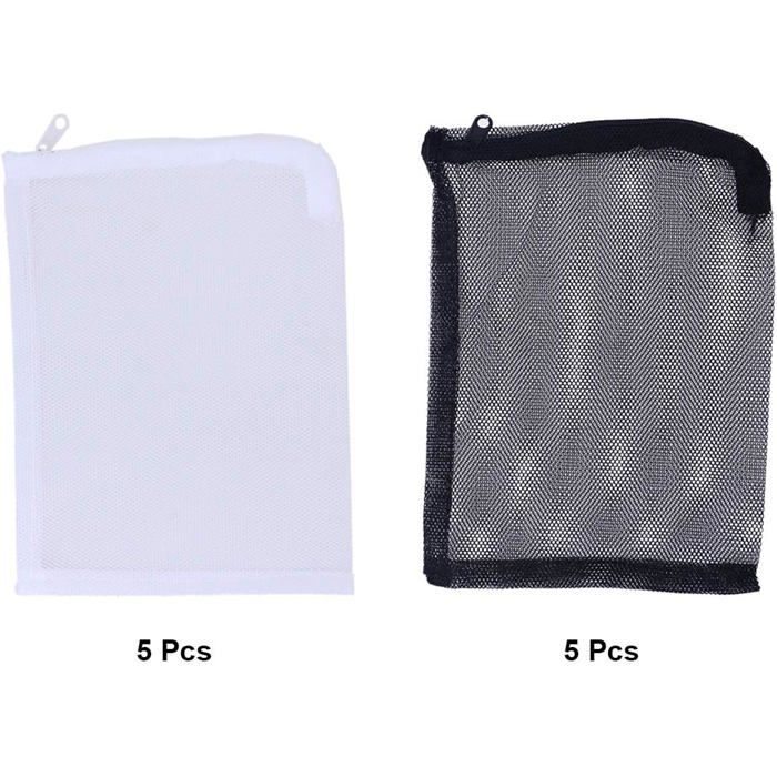 Sac filtre aquarium 15 x 20 cm en nylon – lot de 10 sacs à maille fine réutilisables (blanc et noir)