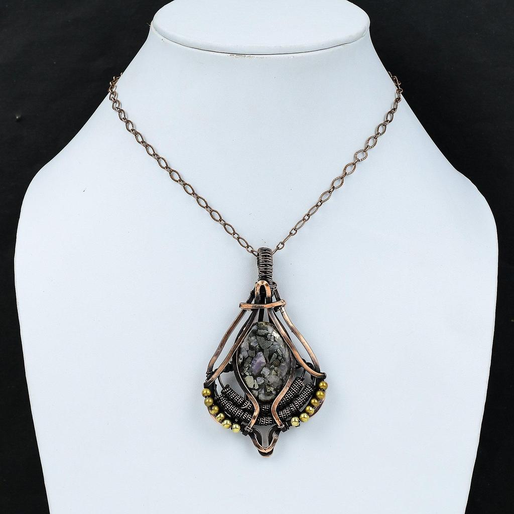 Copper Pink Opal Gemstone Pendant Copper Wire Wrapped Pendant Handmade Brand New Pendant Copper Wire Wrap Jewelry Women Pendant Gift For Mom