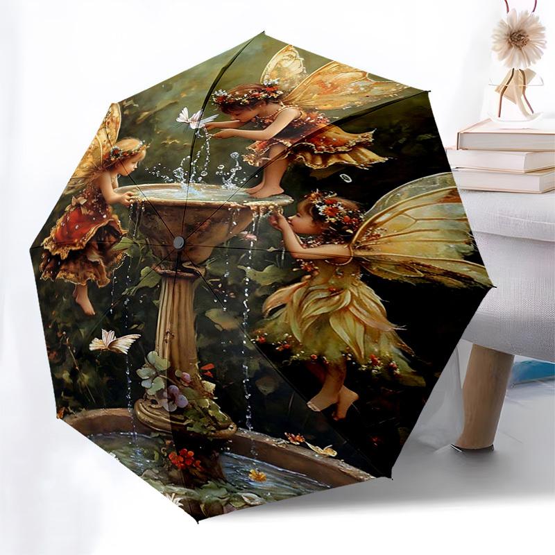 

1pc Fairy Garden Automatic Opening/Closing Umbrella, Portable Folding Design with Iron Frame, Outdoor for Fans, Travelers & Daily Use, Perfect Gift fo