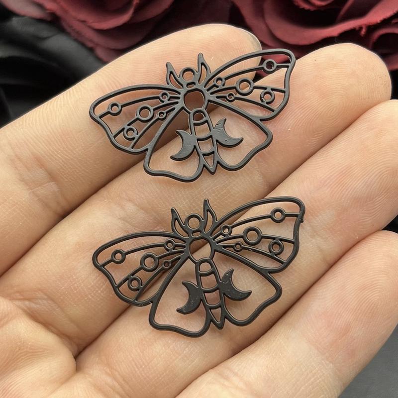 8pcs 37*22mm Luna Moth Charms,Crescent Moon On Moth Charm Pendant Designer Charms Fit Jewelry Making DIY Jewelry Findings