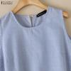 ZANZEA Women Casual Round Neck Loose Sleeveless Stripe Dress