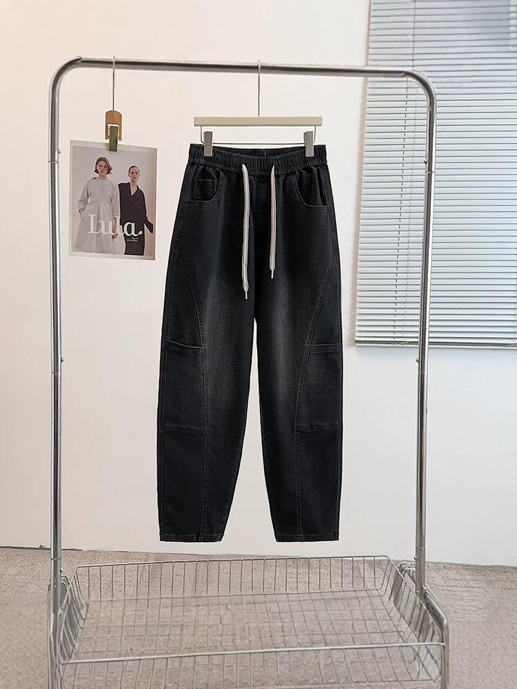 Early Spring Loose Fit Women's Drawstring Pants, Plus Size, 300 Jin
