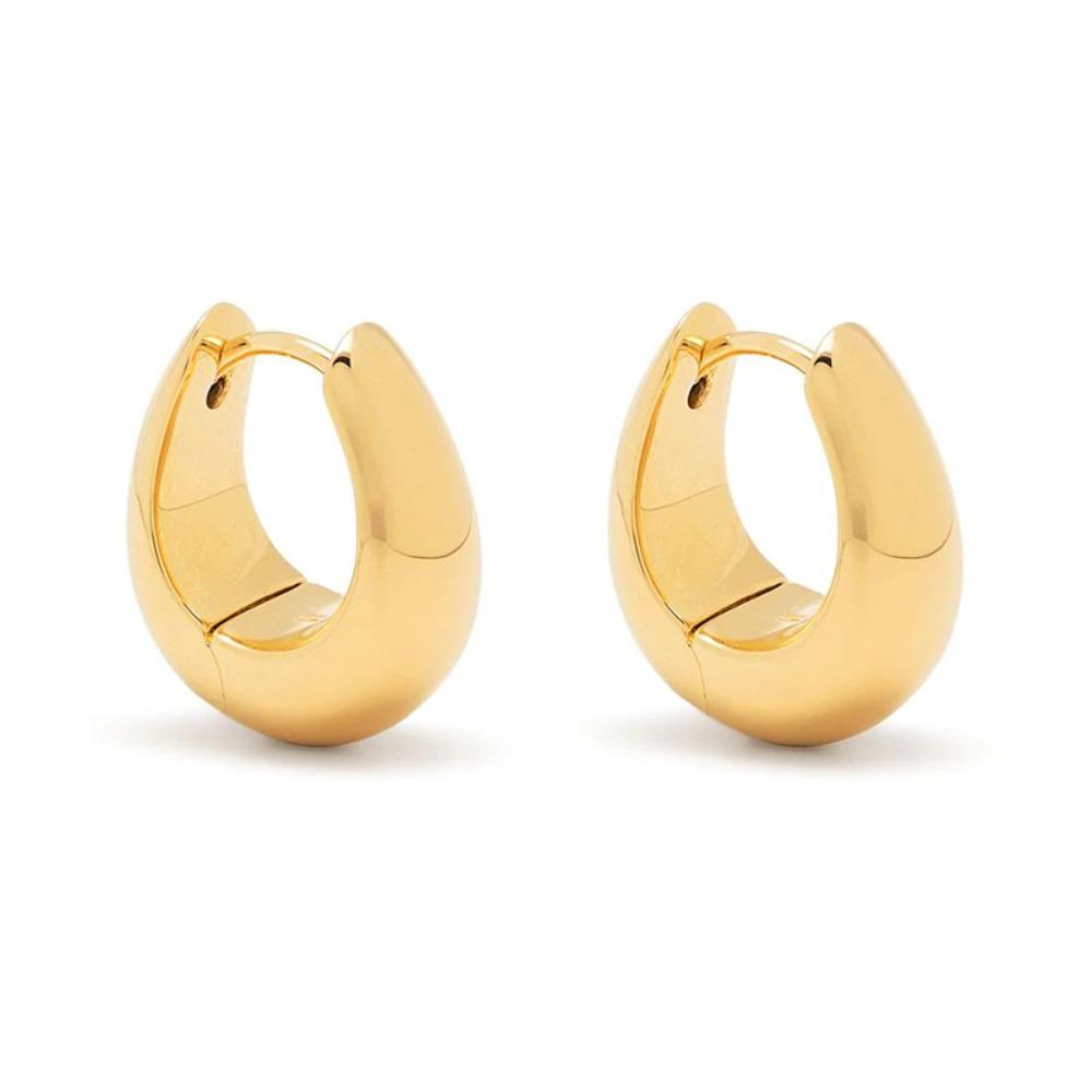 French Vintage Gold Eggshell Earrings Minimalist Fashionable Drop Metal Hoop Ear Cuff