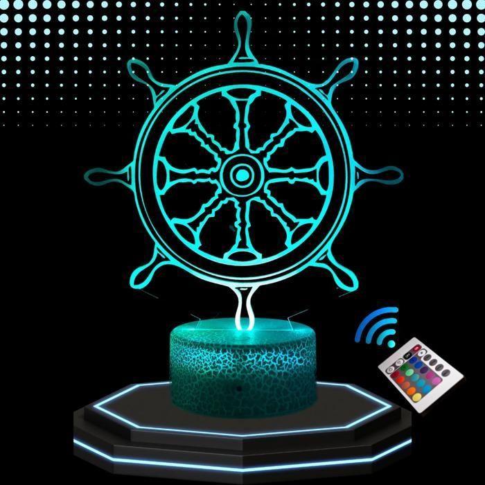 Lampe De Chevet 3D LED - Décoration Thème Mer - Changement De Couleurs - Télécommande Incluse - Idée Cadeau