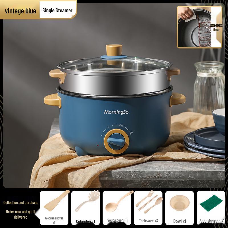 Multifunctional Electric Cooking Pot: All-in-One Hot Pot, Noodle Cooker, Stir-Fry and Frying Pan for Dorms and Small Homes