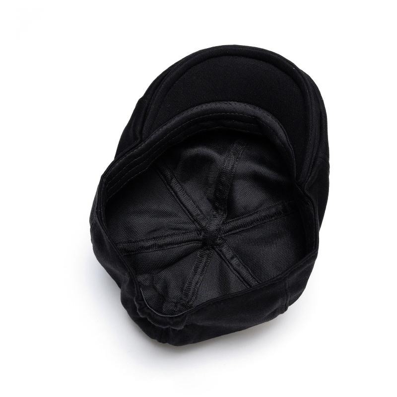 Herren Schirmmütze Herbst Winter Großer Kopf Baskenmütze Retro Baumwolle Unifarbene Kappe Britische Schiebermütze