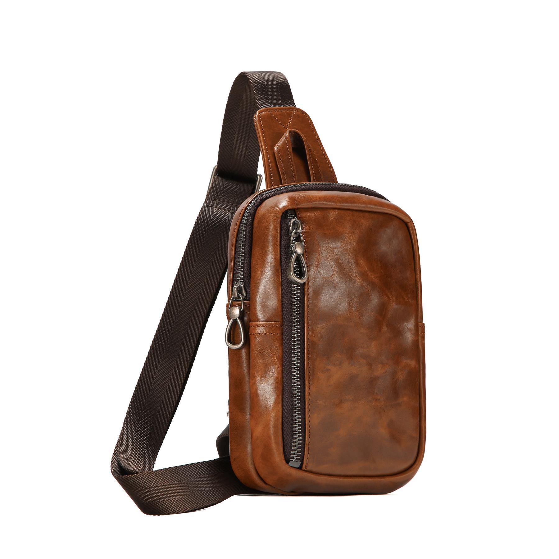 

Men s Genuine Leather Retro Crossbody Chest Bag