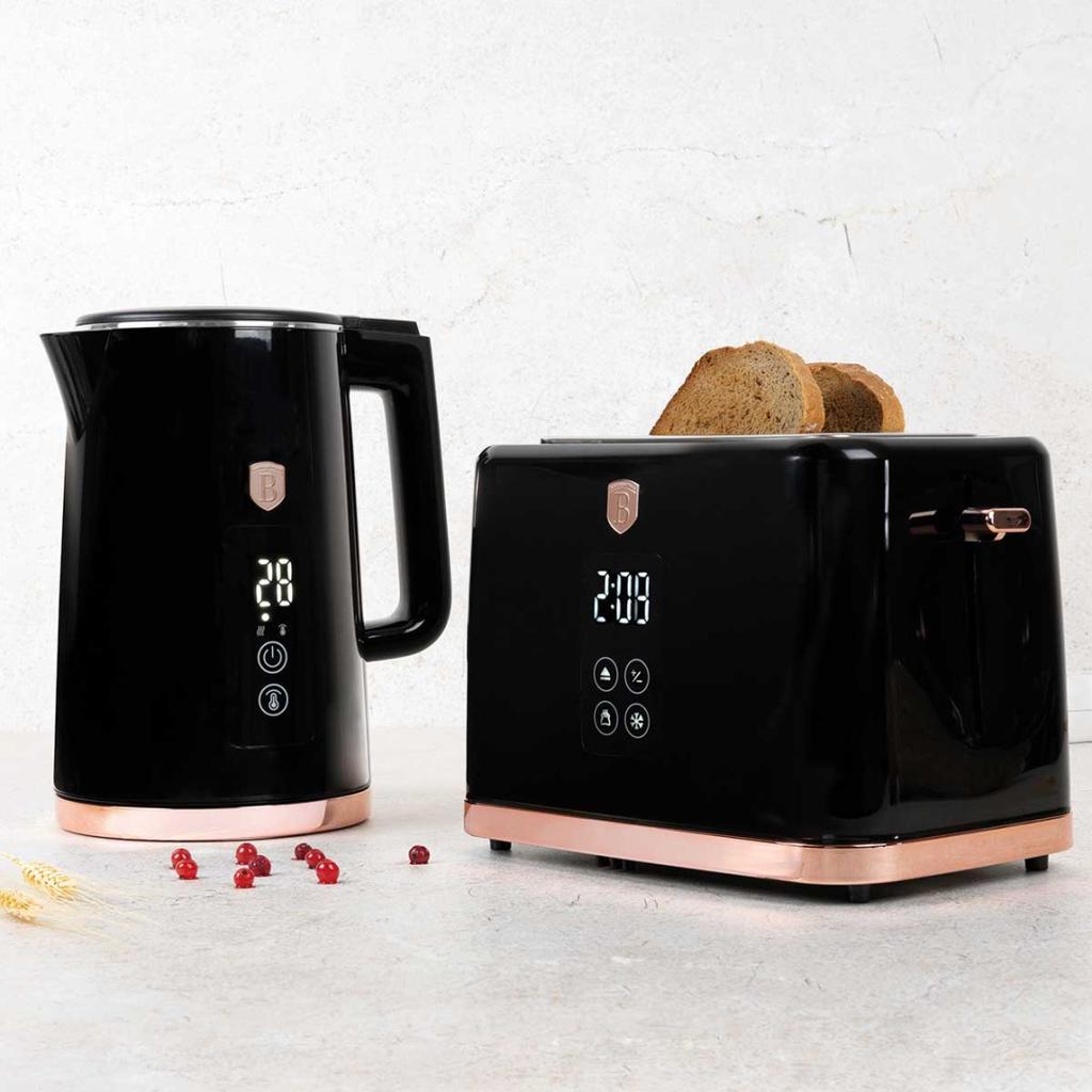 Elektrischer Wasserkocher 1,7L + Digitaler Toaster Berlinger Haus Bh-9540 Black Rose