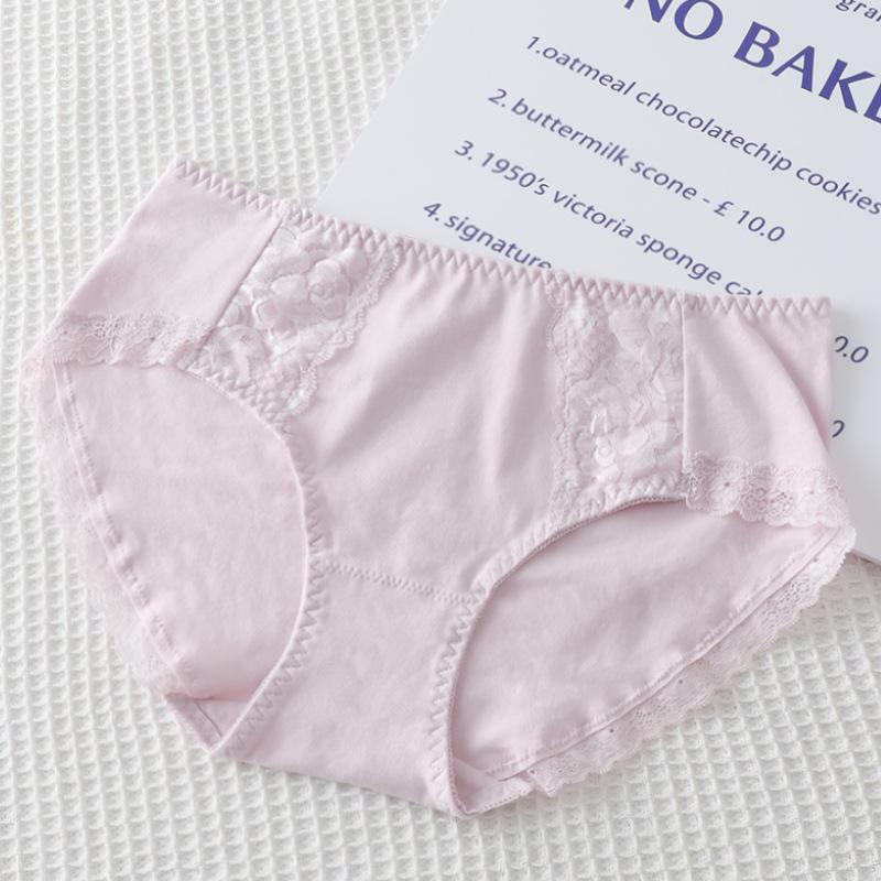 Pure Cotton Seamless Underwear for Women Antibacterial Breathable Comfortable Solid Color Mid Waist Triangular Knit for Girls