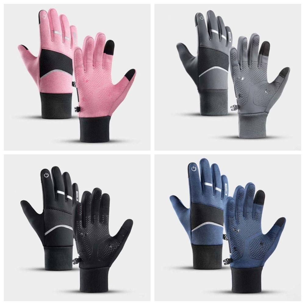 Polar Fleece Plush Thickened Gloves Soft Finger Mittens Satin Unisex Windproof Gloves  Women