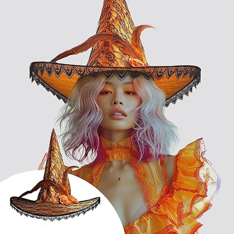 Witch Hat Roses Decoration Hat Carnivals Masquerades Hat Women's Halloween Hat Costume Accessory