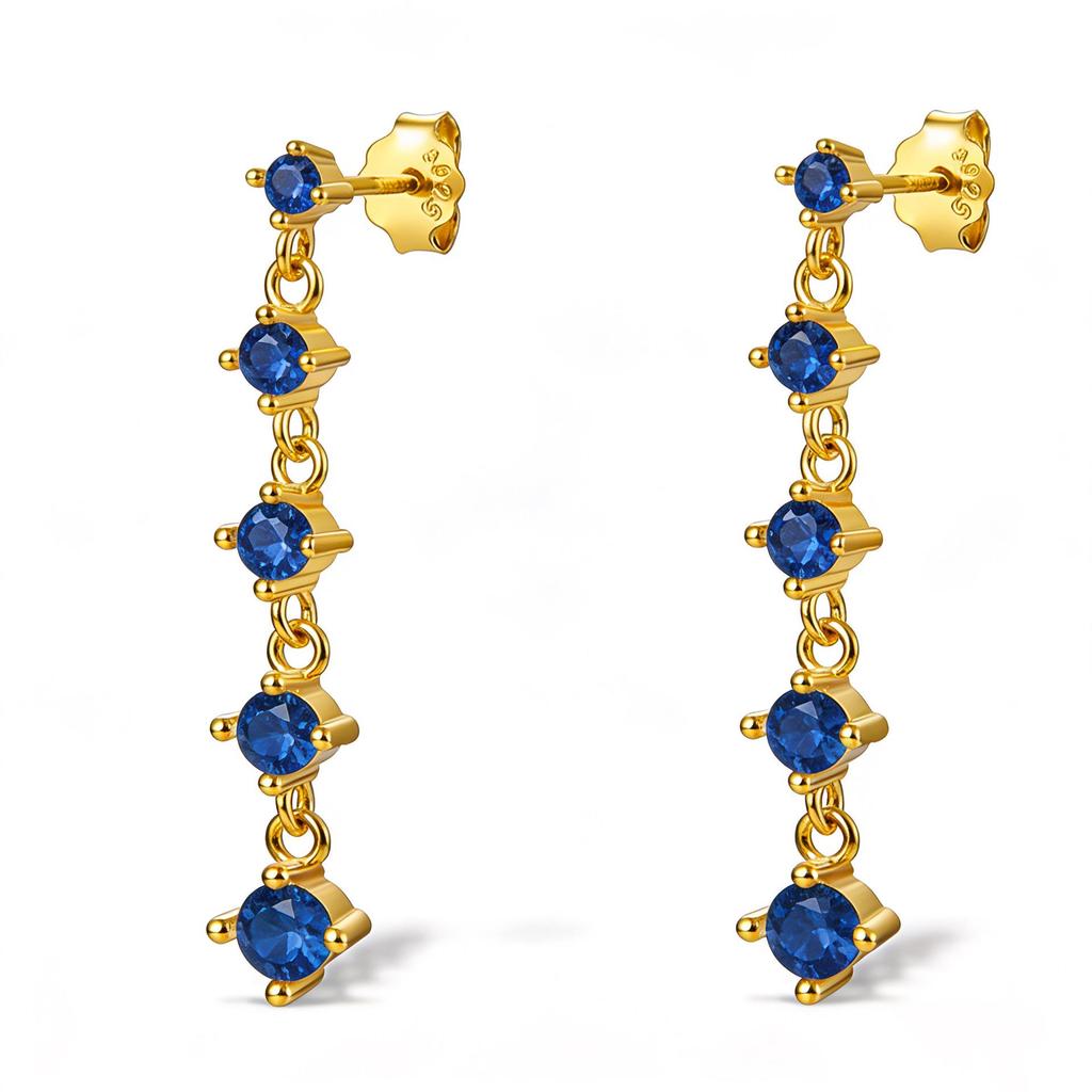 Colorful Geometric Zircon Tassel Earrings, S925 Sterling Silver Studs, Fashionable Elegant Jewelry for Women