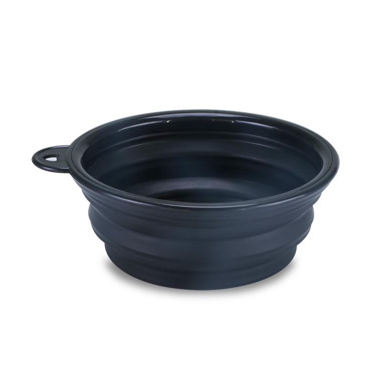 Buckle Black Foldable Silicone Pet Bowl: Portable Outdoor Cat & Dog Feeding Basin