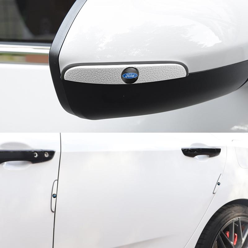4Pcs Rubber Anti-Collision Strip Car Door Rearview Mirror Protector Stickers For Ford ST Line Focus Mustang Fiesta Puma Ranger