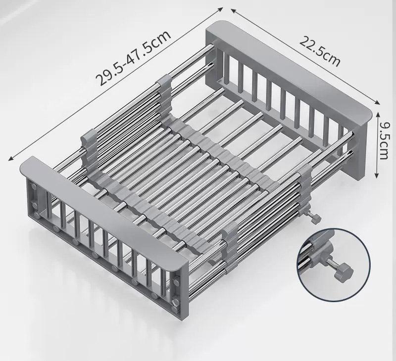 Drain Basket, Retractable Stainless Steel Sink Strainer Drain, Household Storage Rack