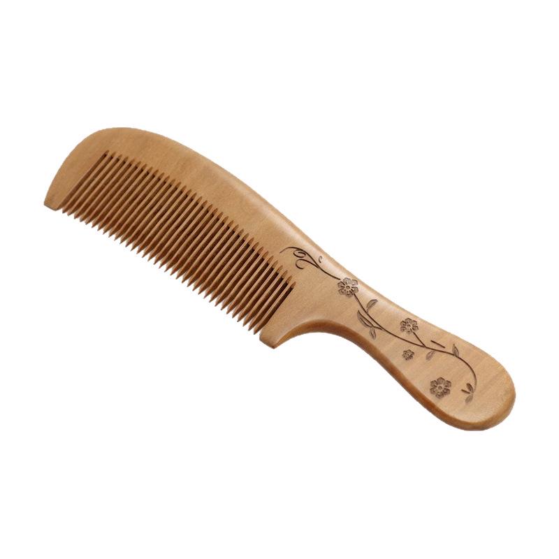 Camphor Wood Large Comb - Scalp Massaging, Carved Handle, Fine Tooth Hairdressing Tool
