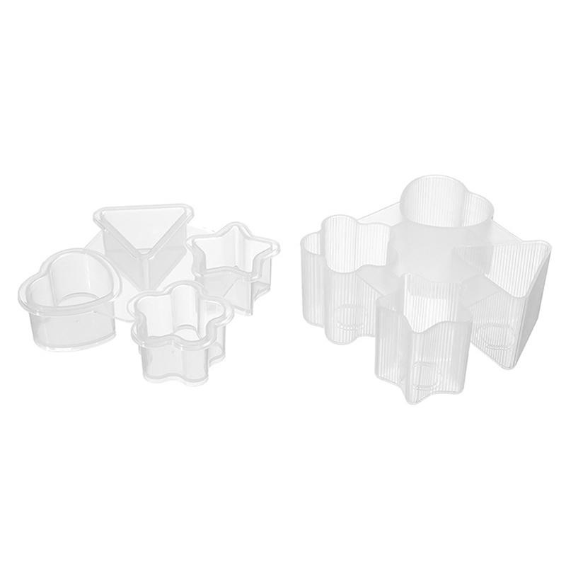 4 In 1 Cartoon Heart Star Plum Blossom Triangle Shaped Sushi Rice Ball Molds For DIY Kitchen Sushi Tools