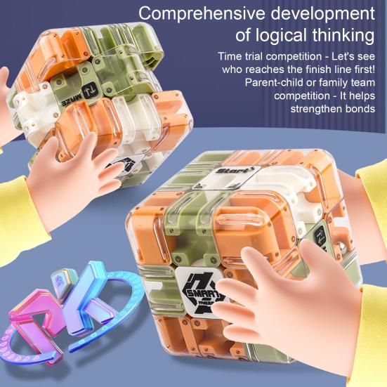 1/2Pcs 3D Puzzle Maze Cube Educational Brain Teaser Handheld Rolling Ball Maze Cube Spatial