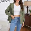 BITCED Spring/Autumn Casual Trench Coat for Women Loose-Fit Windproof Jacket with Hood Long-Sleeved Windbreaker