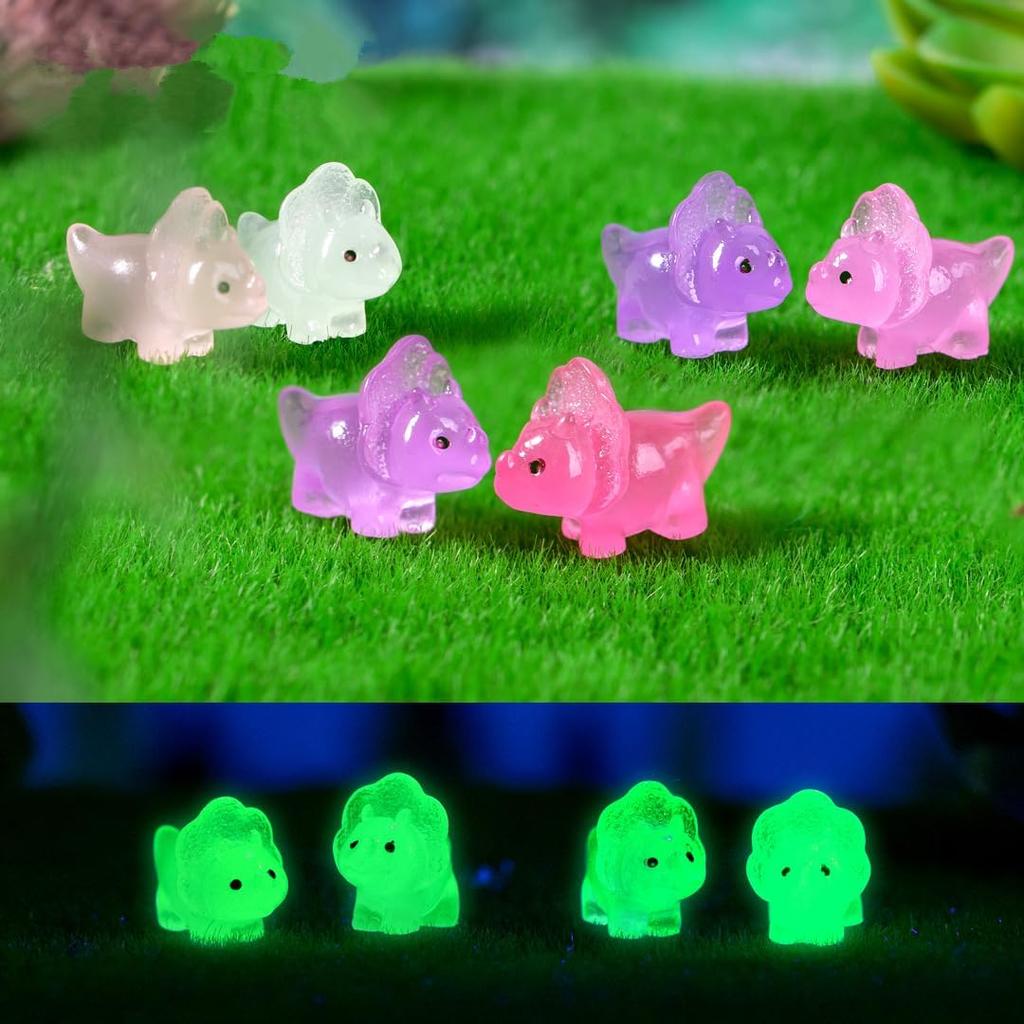 10 / 20pcs Luminous Mini Resin Dinosaur Glow in The Dark Tiny Triceratops Animal Figures Ideal for DO-IT-YOURSELF Fairy Garden Glass Container
