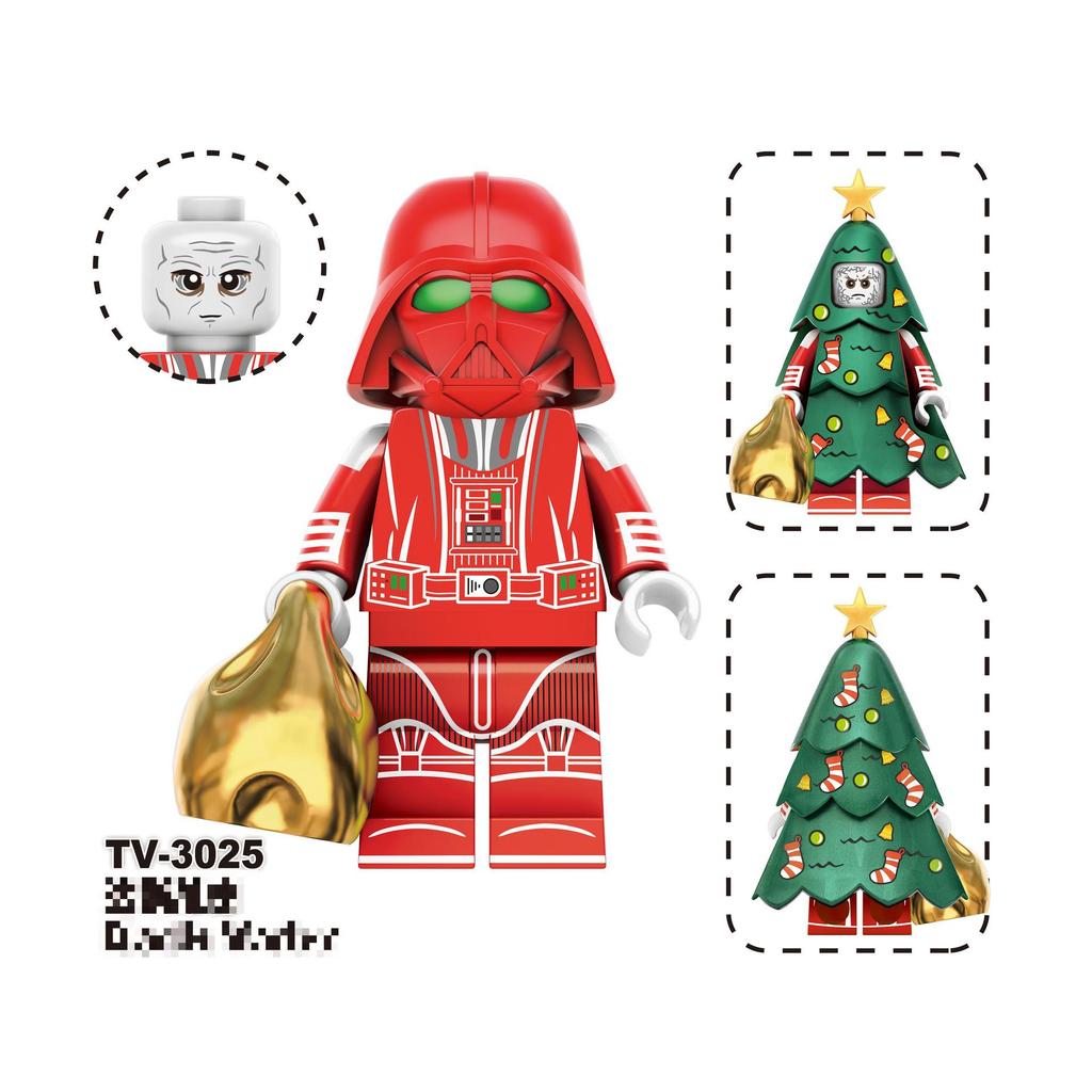 3 Christmas Series Holiday Elf Santa Claus Assembled Building Block Figure Bag