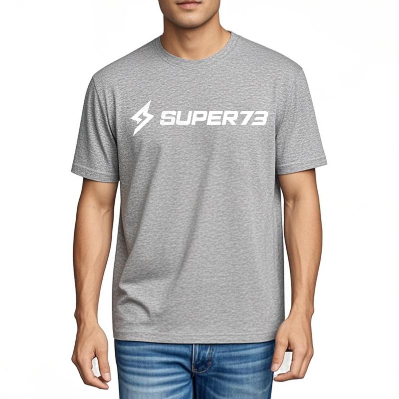 Unisexs T Shirt Breathable Vintage Tshirt Super73 Logo On Black Shirt Summer Cotton Tshirt Trendy Round Neck Tee Graphic