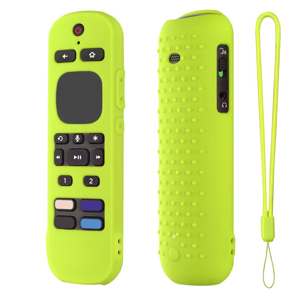 

Soft Silicone Remote Control Cover Case with Lanyard Remote Control Protective Case Anti Fall Replacement for Roku Ultra 2025 TV зелений