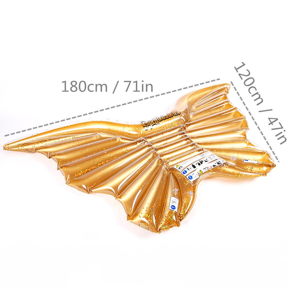 Sequin Angel Wings Inflatable Float: Large Butterfly Swim Ring for Adults Inflated: 180*120*15cm