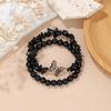 2 stk Sæt Romantisk Ametyst Obsidian Kvarts Perle Sommerfugle Armbånd Kvinder Stræk Armringe Positiv Energi Daglig Pendling
