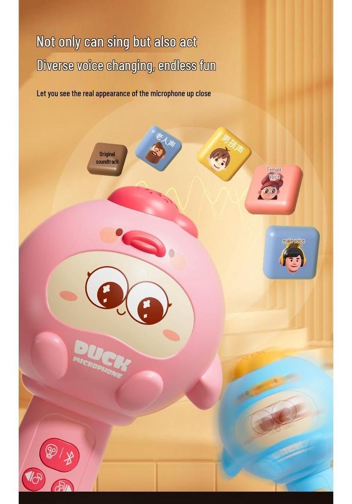 Children's Cartoon Duck Bluetooth Microphone: Singing & Karaoke Toy for Early Education