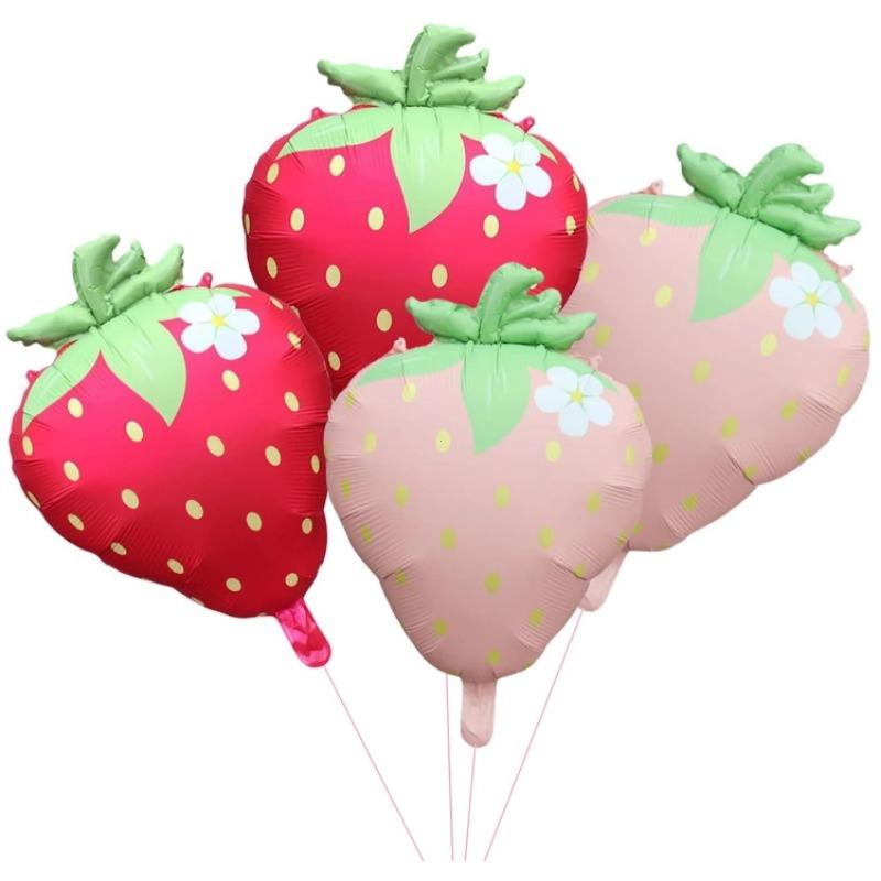 

4, по 2 каждого кремового и красного клубничных фольгированных шара, подходят для украшения ко Дню святого Валентина и украшения вечеринки по случаю дня рождения