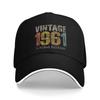 Vintage 1961 Text 65th Birthday Baseball Cap Outdoor Sports Sun Visor Hip Hop Hats Couple Women Stylish Custom Logo Snapback Cap