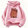 Fashion Children Hoodie, Sweet Capybara Cartoon With Heart Garland Decor Pattern Pullover Sweatshirt, Fall Winter Casual Sport Long Sleeve Top