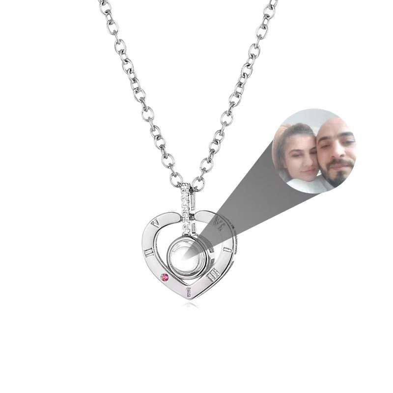 Valentines Day Gift Jewelry Personalization Customized Photo Projection Pendant Necklace