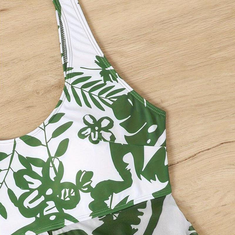 בגדי ים סקסיים עם הדפס פרחוני במידות גדולות לנשים בגד ים פוש-אפ שמלת בגד ים עם סדק וחוף