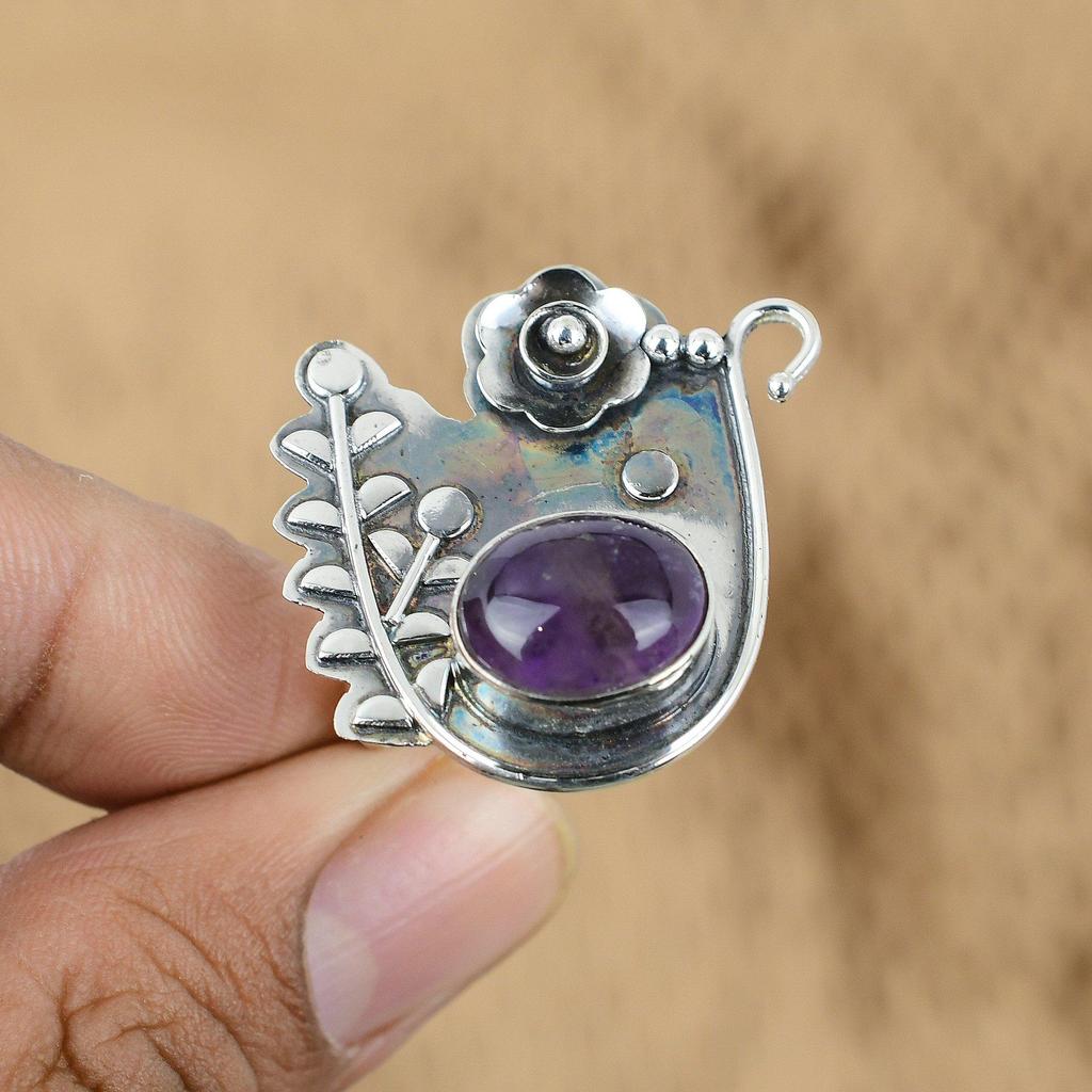 Mothers day Sale Sterling Silver African Amethyst Gemstone Flower Ring Jewelry