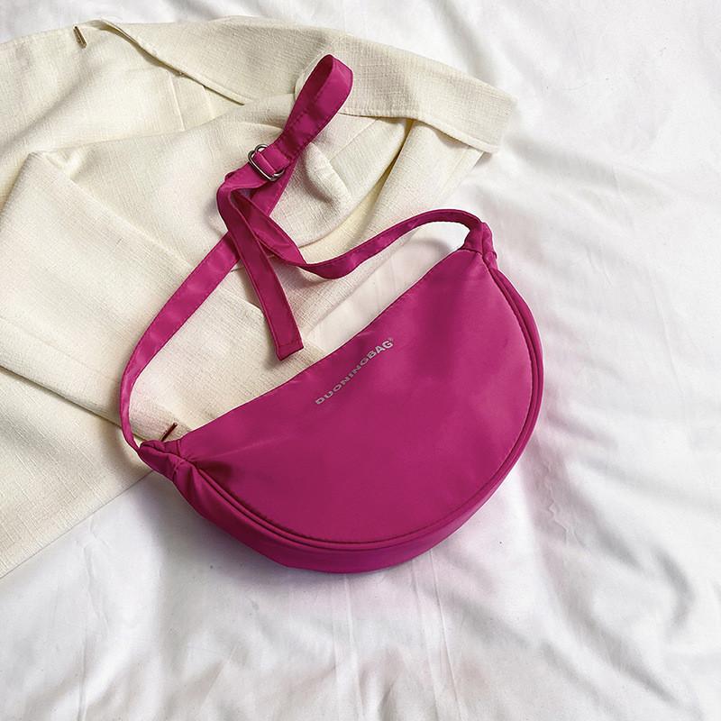 Stylish Summer Nylon Dumpling Shoulder Bag For Women Lightweight Casual Fashion Accessory маджента