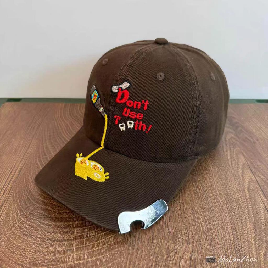 Bottle opener letter baseball cap, men's sun hat, women's cartoon embroidered sun hat, baseball cap