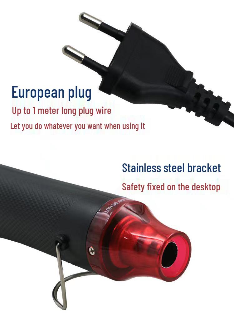 220V Flat Plug Heat Gun for Polymer Clay, Rubber Stamp Embossing, Heat Shrink Sheets, and DIY Crafting