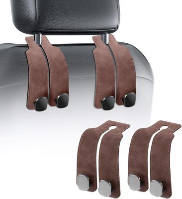 360° Rotating Car Headrest Storage Hooks, Heavy-Duty Leather Hangers with Metal Alloy Hooks and Hidden Design